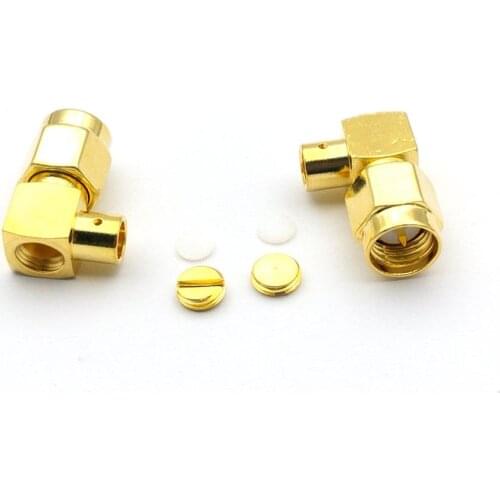 100PCS COPPER SMA right angle male plug solder connector for semi-rigid RG402 cable