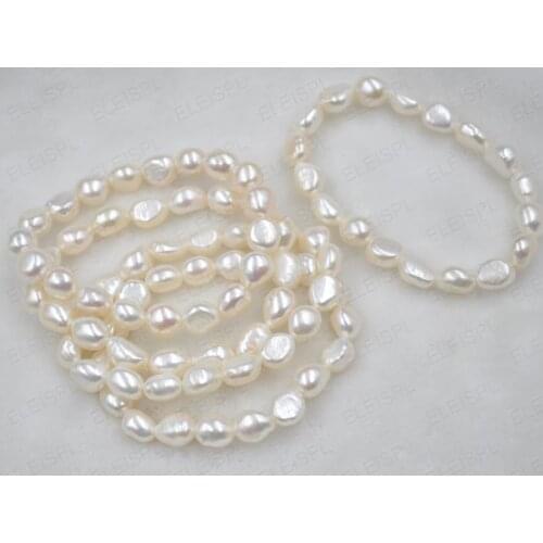 New natural Pearl Bracelet, Wholesale 5pcs 8-9mm White Baroque Pearl Stretch Bracelet