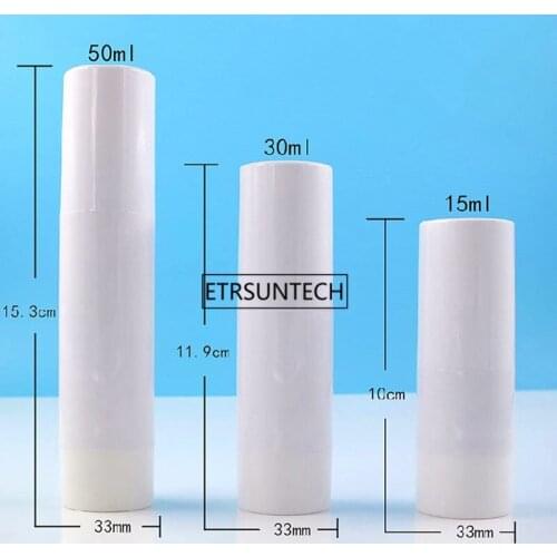 100pcs 15ml 30ml 50ml Empty Plastic Cosmetic Bottle Travel Liquid Bottles White Airless Pump Vacuum Toiletries Container F3671