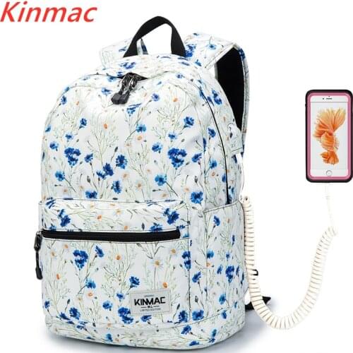 Kinmac Brand Backpack Laptop Bag15",15.6 Inch,Blue Flower Shoulder Compute Bag For Macbook 15.4, Business, School, DropShip V161