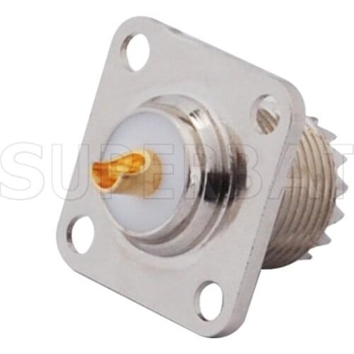 Superbat 10pcs UHF 4 Hole Panel Mount Jack Female with solder cup RF Connector