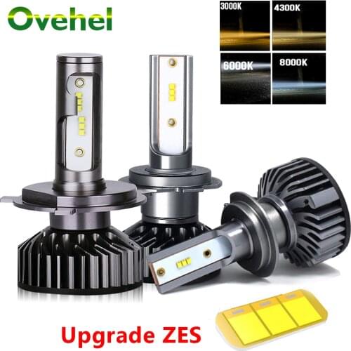 OVEHEL Mini Canbus ZES 18000LM H4 H7 LED Car Headlight 3000K 6000K 12V Lamp H3 H1 9005 9006 HB4 H11 LED Auto Fog light Bulb