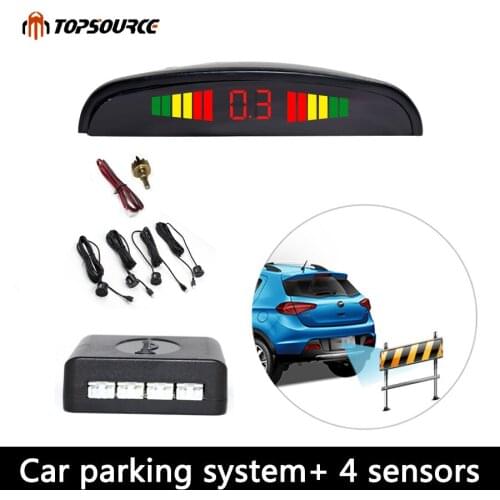 TOPSOURCE Auto Parktronic Led Parking Sensor Kit Display 4 Sensors For All Cars Reverse Assistance Backup Radar Monitor System