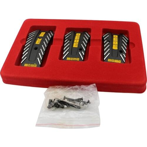 YSY 3Pcs Momo Style Universal Nero Car Racing Pedals Black/Silver Aluminium Non Slip Sport Pedal Brake Pad Covers Manual Car
