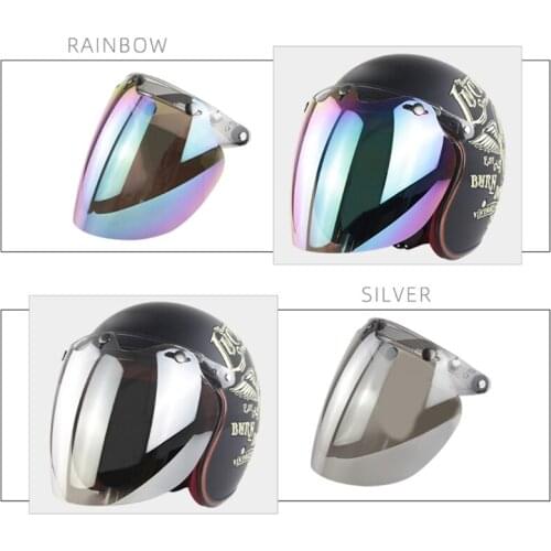 652F Universal 3-Snap Open Face Bubble Shield Visor Motorcycle Helmet Accessories for Scratch Resistant UV Protected