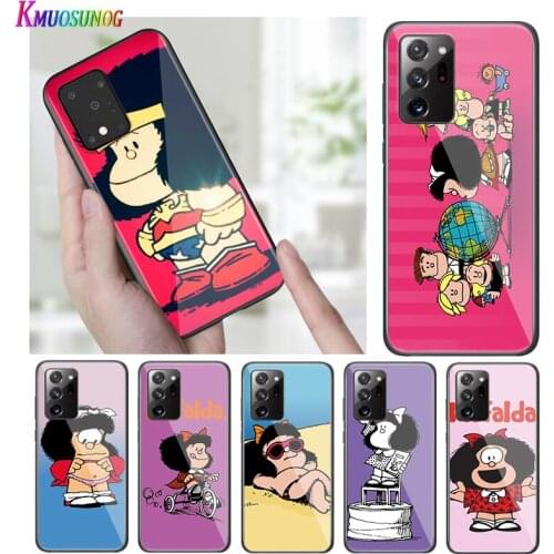 Bright Black Cover Cute Girl Mafalda for Samsung S20 Ultra Plus A91 A81 A71 A51 A41 A31 A21 A21S A11 5G Phone Case