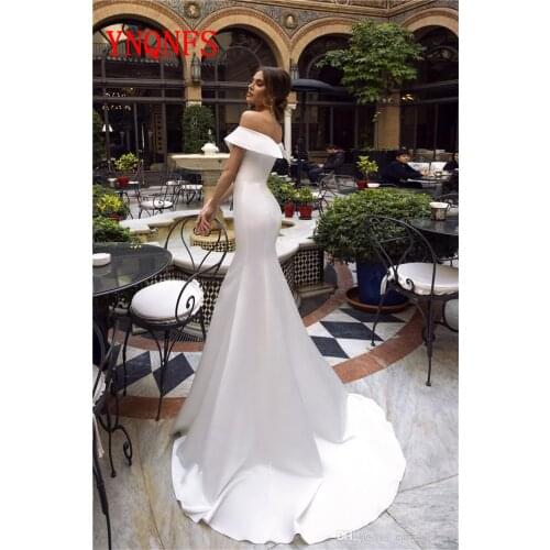 YNQNFS BD26 vestidos de gala Chic V Neck Simple Mermaid white Bridesmaid Dresses Long prom dresses vestidos de gala
