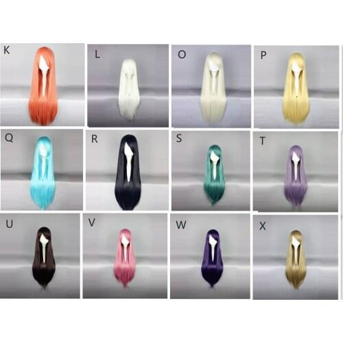 Woman Long Straight Hair 80CM Wigs Heat Resistant Synthetic Anime Cosplay Wig Halloween Carnival Party Women Cosplay Wigs A-P