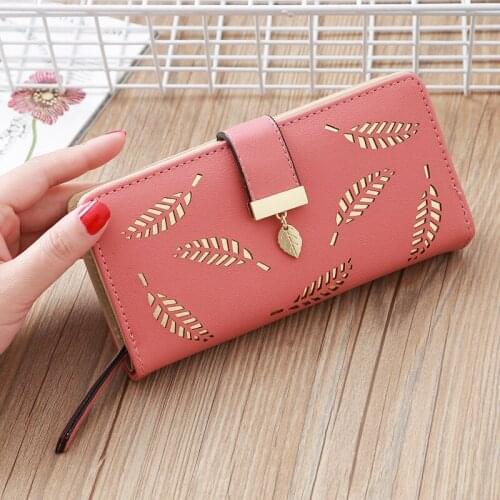 Women Wallet Female Purse Leather Women Wallet Card Holder Coin Purse Phone Wallet Leaves Design 50PCS/lot