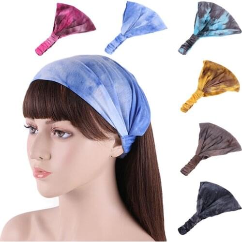 Tie Dye Cotton Headbands Turban Head Wrap Elastic For Women Girl Hair Bandage Beach Vintage Sports Headband Accessories
