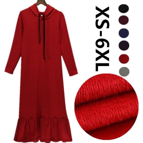 New arrive 2020 Spring Autumn women long sleeve Hoodie sweater dress,plus size XS-6XL long Mermaid dresses,warm winter velvet dr