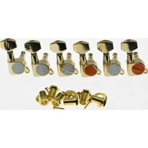 Gold 6 Inline Guitar Tuners Guitar Tuning Keys Pegs Machine Heads
