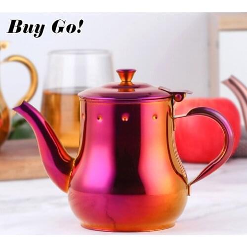 1/2PCS Stainless Steel Golden Kitchen Oil Pot Teapot Honey Container Kettle Induction with Tea Leaf Infuser Filter Coffee Tool