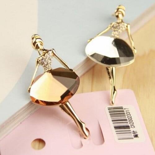 1 Piece WomenS Brooch Alloy White/Coffee Color Ballerina Girl Fashionable Crystal Brooch Cloth Accessories