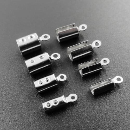 2mm 3mm 4mm 5mm Round Dia Stainless Steel Cord End Crimp Caps DIY Rope Cord Chain Bracelet Jewelry