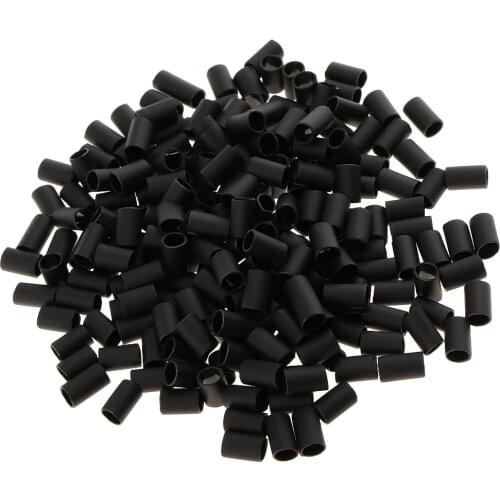 200PCS 6mm Glue Lined Heat Shrink Tubes Micro Rings Links Beads for Hair Extensions Black