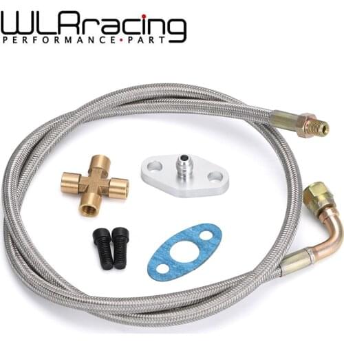 36'' 1/8 NPT 4AN T3 T4 T3/T4 T04E T70 T66 T67 Gt35 Gt45 Turbo Oil Feed Return Line Oil Drain Line Kit With Flange Adapter