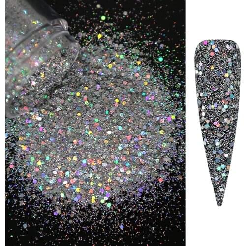 Holographic Nail Glitter Nail Decorations Laser Mixed Hexagon Shape Sparkly Chunky Sequins Nails Art Manicure 3D Accessories
