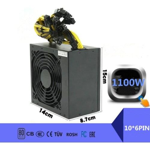 1100W PC Power Supply 1100W PC Power Switch for Asic Bitcoin Miner 1100W ETH DC ATX PSU Mining Rig Mining Power Supply Gaming
