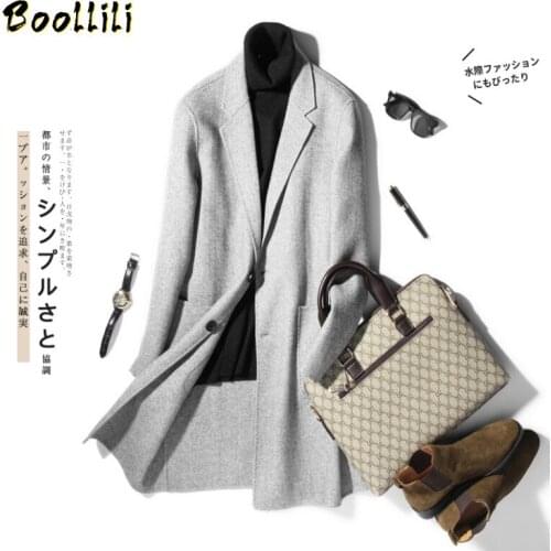 Boollili Double-sided Wool Coat Handmade Spring Woolen Coat Casual Suit Jacket Mens Overcoat Casaco Masculino