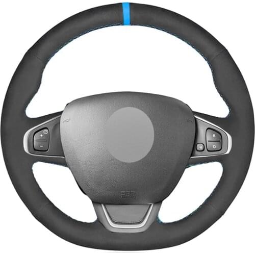Black Suede DIY Hand-stitched Soft Car Steering Wheel Cover for Renault Clio 4 (IV) Kaptur Captur 2016-2019