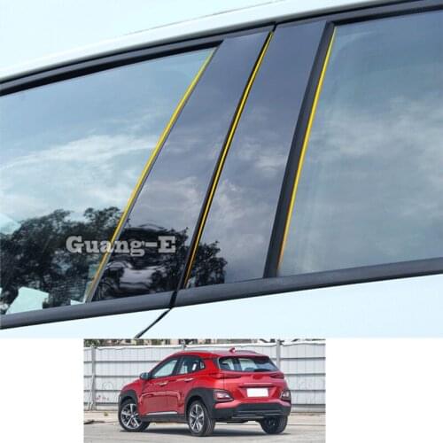 For Hyundai Kona Encino Kauai 2017-2021 Car PC Material Pillar Post Cover Door Trim Window Piano Black Molding Sticker