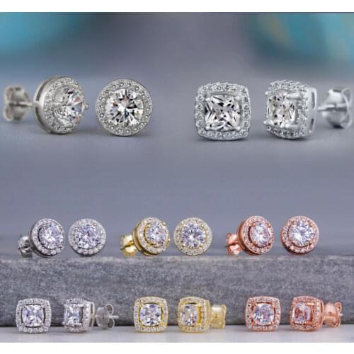 Huitan Fashion Geometric Women Stud Earrings Cubic Zirconia Wedding Party Daily Wearable Fashion Jewelry Hot Dropshipping