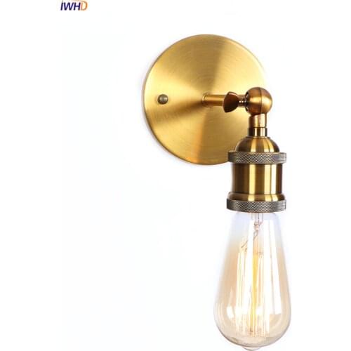 IWHD Loft Decor Gold Wall Lamp Vintage Bedroom Stair Mirror Lights Retro Industrial Wall Light Sconce LED Aplique Pared Wandlamp