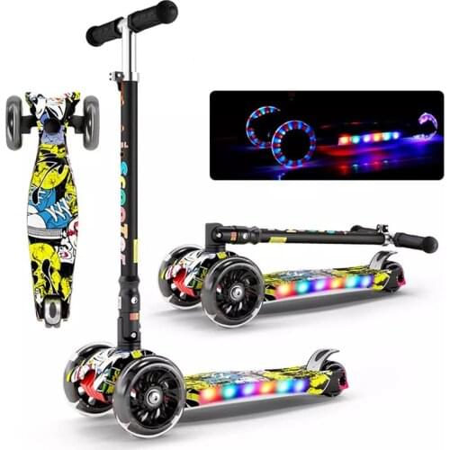 Nfant Shining Kid Scooter Height Adjustable Foldable Children Balance Bike Light Flash Baby Ride On Toy