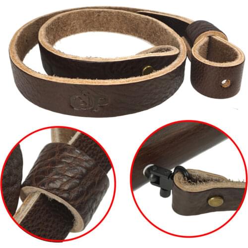 Shotgun Rifle Sling Strap Cow Hide Leather with Mil-Spec Swivels Durable Adjustable Shoulder Strap Belt Hunting Gun Accessories