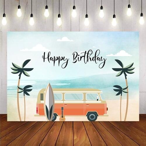 Summer holiday happy birthday party background summer beach photography backdrop custom vinyl floor photocall