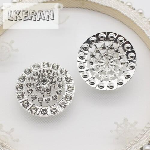 LKERAN 3Pcs 40mm Round Craft Crystal Rhinestone Buttons Flower Round Cluster Flatback Wedding Embellishment Jewelry Craft