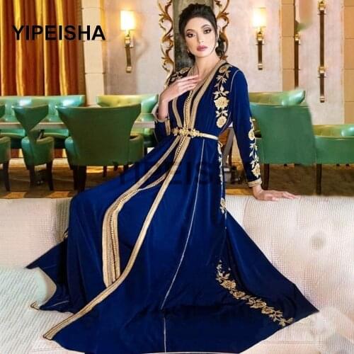 Вечернее пл Moroccan Caftan Evening Dresses Embroidery Appliques Muslim Evening Dresses Jacket Kafutan Arabic Party Dress платье