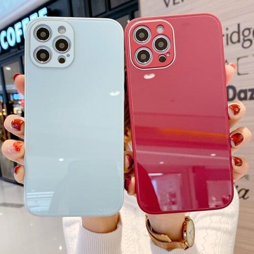 Fashion Square Tempered Liquid Glass Phone Case For iPhone 11 Pro Max X XR XS Max 8 7 Plus 12 Pro Shockproof Back Cover