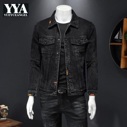 Mens Cowbody Jacket Turn-down Collar Korean Style Slim Jacket High Streen Single Breasted Casual Denim Coat Male Oversize 4XL