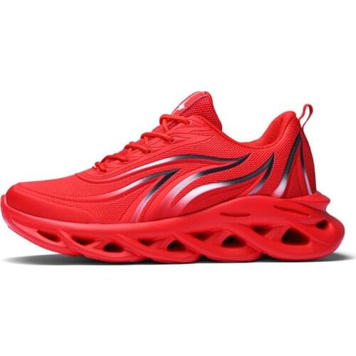 Hot New Men Sport Sneakers Shoes Breathable MD Soles Lightweight For Running Red Black White Walking Platform flame Footwear