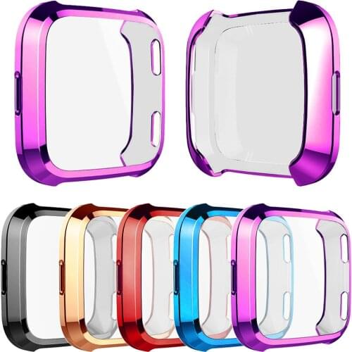 9 Colors Soft Screen Protector Case for Fitbit Versa 3 2 1/Sense/Versa Lite Watch Full Cover Lightweight TPU Bumper Accessories