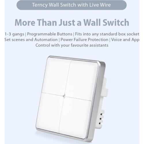 Terncy Wall Switch with Live Wire - 1 to 3 gangs, White (Apple Homekit, Google Home, Amazon Alexa)