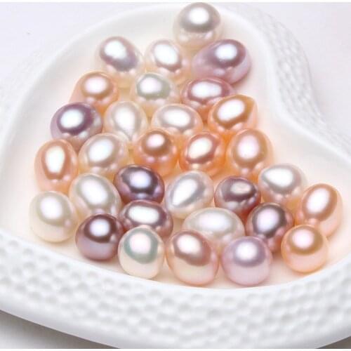 HENGSHENG Real Freshwater Pearl,Fine Rice Round Natural Pearl Beads Jewelry,Oyster Pearl Strong Light High Luster,No/Half Hole