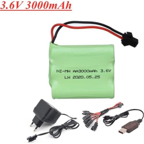 3.6v 3000mah NiMH Battery For Rc toy Car Tanks Trains Robot Boat Gun AA 700mah 3.6v Rechargeable Battery Charger Set