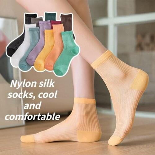 Pair Summer Socks Women Nylon Transparent Lace Cute Fashion Cool Candy Cheap Things Kawaii Lot 2021 Trends Luxury Long Socks