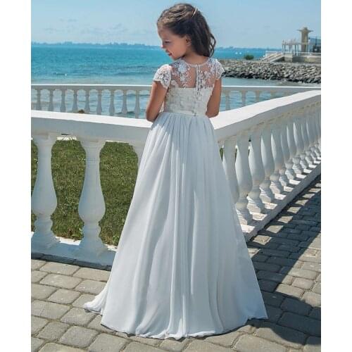 New Arrival Flowers Party Dress A-line Tank Long Tulle Floral Flowers Girls Dresses For Weddings Girls First Communion Dresses