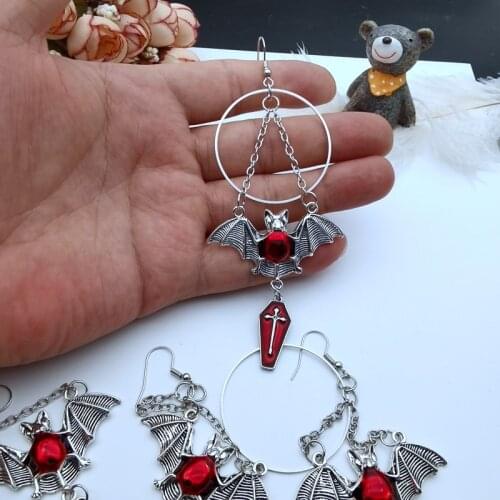 New Gothic Womens Earrings Punk Bat, Cross Coffin Earrings Magic Mirror Halloween Earrings Cool Jewelry