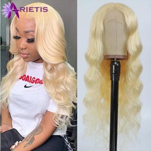 613 Honey Blonde Body Wave Human Hair Wigs For Black Women Pre-Plucked With Baby Hair Brazilian Remy 13x5x1 Mid-Part T part Wig