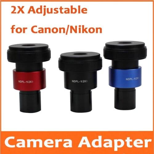 2Times Digital SLR Camera interface T2 Adapter Eyepiece Lens for Adjustable Microscope Iris Diaphragm Nikon Canon 23.2mm 30mm