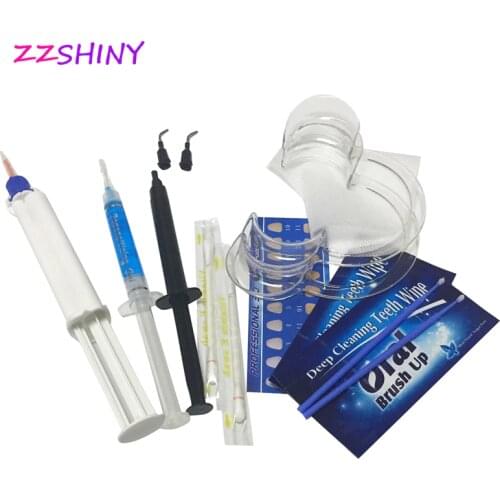 Professional Teeth Whitening Kit 35% Hydrogen Peroxide with Dual barrier Syringe Cleaning Gel Kit dentist use Bleaching Gel KIT