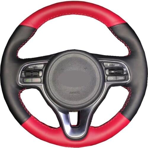 Hand Sewing Car Steering Wheel Cover Wrap Cow Leather For Kia K5 Optima 2016-2018 Sportage KX5 2016-2019 Niro 2017-2019 Non-slip