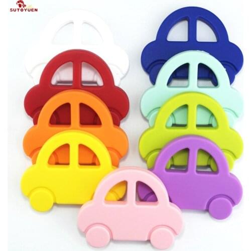 Silicone Teether Car 10pcs Silicone Charms Baby Shower Gift DIY Pacifier Clip BPA Free Teething Necklace Pendant Baby Teether