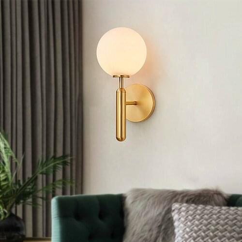 Modern glass ball wall lights gold black dining room bathroom bedroom bedside wall mounted lamp lighting Restaurant stair sconce