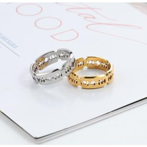 Vintage Stainless Steel Hip Hop Bladed Ring Fashion Punk Rock Ring Factory Direct Lover Couple Rings for Man And Women